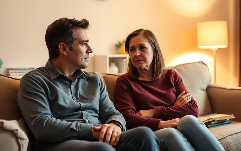 A Warm-Lit Living Room, A Couch Where Two People, A Man And A Woman, Sit Together, Their Expressions Suggesting A Thoughtful, Collaborative Discussion. In The Background, A Child'S Toys And Books, Hinting At The Shared Responsibility Of Co-Parenting. Soft, Diffused Lighting Illuminates The Scene, Creating An Atmosphere Of Understanding And Compromise. The Figures' Body Language Conveys An Effort To Find Common Ground, To Navigate The Challenges Of Co-Parenting With Care And Empathy. The Overall Mood Is One Of Determination To Work Through Difficulties And Consider Alternatives That Prioritize The Child'S Wellbeing. A Warm-Lit Living Room, A Couch Where Two People, A Man And A Woman, Sit Together, Their Expressions Suggesting A Thoughtful, Collaborative Discussion. In The Background, A Child'S Toys And Books, Hinting At The Shared Responsibility Of Co-Parenting. Soft, Diffused Lighting Illuminates The Scene, Creating An Atmosphere Of Understanding And Compromise. The Figures' Body Language Conveys An Effort To Find Common Ground, To Navigate The Challenges Of Co-Parenting With Care And Empathy. The Overall Mood Is One Of Determination To Work Through Difficulties And Consider Alternatives That Prioritize The Child'S Wellbeing.