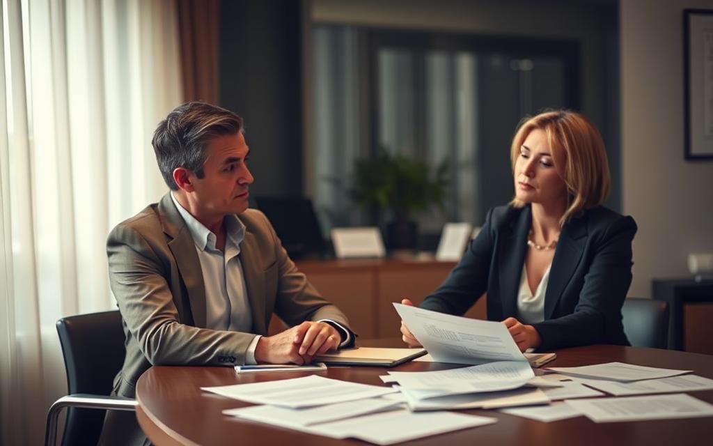 An Office Setting With Two Adults Sitting At A Table, Deep In Discussion. Soft, Warm Lighting Casts A Thoughtful Ambiance, While The Background Is Blurred, Focusing Attention On The Subjects. The Adults Appear To Be A Man And A Woman, Dressed Professionally, Their Body Language Suggesting A Serious, Sensitive Conversation. Papers And Files Are Scattered On The Table, Hinting At The Complex Custody Case They Are Reviewing. The Scene Conveys The Gravity And Delicacy Of Real-Life Custody Situations, Setting The Stage For Insightful Case Studies. An Office Setting With Two Adults Sitting At A Table, Deep In Discussion. Soft, Warm Lighting Casts A Thoughtful Ambiance, While The Background Is Blurred, Focusing Attention On The Subjects. The Adults Appear To Be A Man And A Woman, Dressed Professionally, Their Body Language Suggesting A Serious, Sensitive Conversation. Papers And Files Are Scattered On The Table, Hinting At The Complex Custody Case They Are Reviewing. The Scene Conveys The Gravity And Delicacy Of Real-Life Custody Situations, Setting The Stage For Insightful Case Studies.
