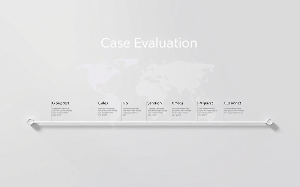 A Comprehensive Case Evaluation Timeline, Meticulously Designed With A Clean, Professional Aesthetic. In The Foreground, A Sleek Timeline With Distinct Milestones Marked By Elegant Icons, Guiding The Viewer Through The Crucial Steps Of The Process. The Middle Ground Features A Subtle, Translucent World Map, Symbolizing The Global Reach And Expertise Of The Legal Team. The Background Is A Minimalist, Monochromatic Setting, Infused With A Sense Of Order And Precision, Complementing The Overall Calm And Authoritative Tone. Soft, Directional Lighting Casts Gentle Shadows, Emphasizing The Streamlined Layout And Reinforcing The Sense Of A Well-Organized, Trustworthy Legal Service. A Comprehensive Case Evaluation Timeline, Meticulously Designed With A Clean, Professional Aesthetic. In The Foreground, A Sleek Timeline With Distinct Milestones Marked By Elegant Icons, Guiding The Viewer Through The Crucial Steps Of The Process. The Middle Ground Features A Subtle, Translucent World Map, Symbolizing The Global Reach And Expertise Of The Legal Team. The Background Is A Minimalist, Monochromatic Setting, Infused With A Sense Of Order And Precision, Complementing The Overall Calm And Authoritative Tone. Soft, Directional Lighting Casts Gentle Shadows, Emphasizing The Streamlined Layout And Reinforcing The Sense Of A Well-Organized, Trustworthy Legal Service.